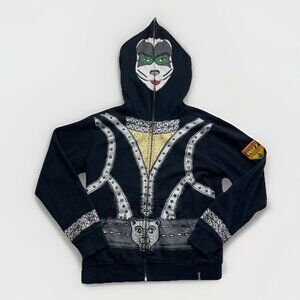 Kiss x Volcom Catman Hoodie Sweatshirt Women’s Sz L Black Full Zip Peter Criss